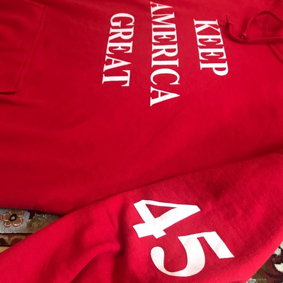 Trump Keep America Great Red Hoodie Mens Sz L MAGA - TRUMP 2024 Patriotic hoodie - Picture 4 of 5